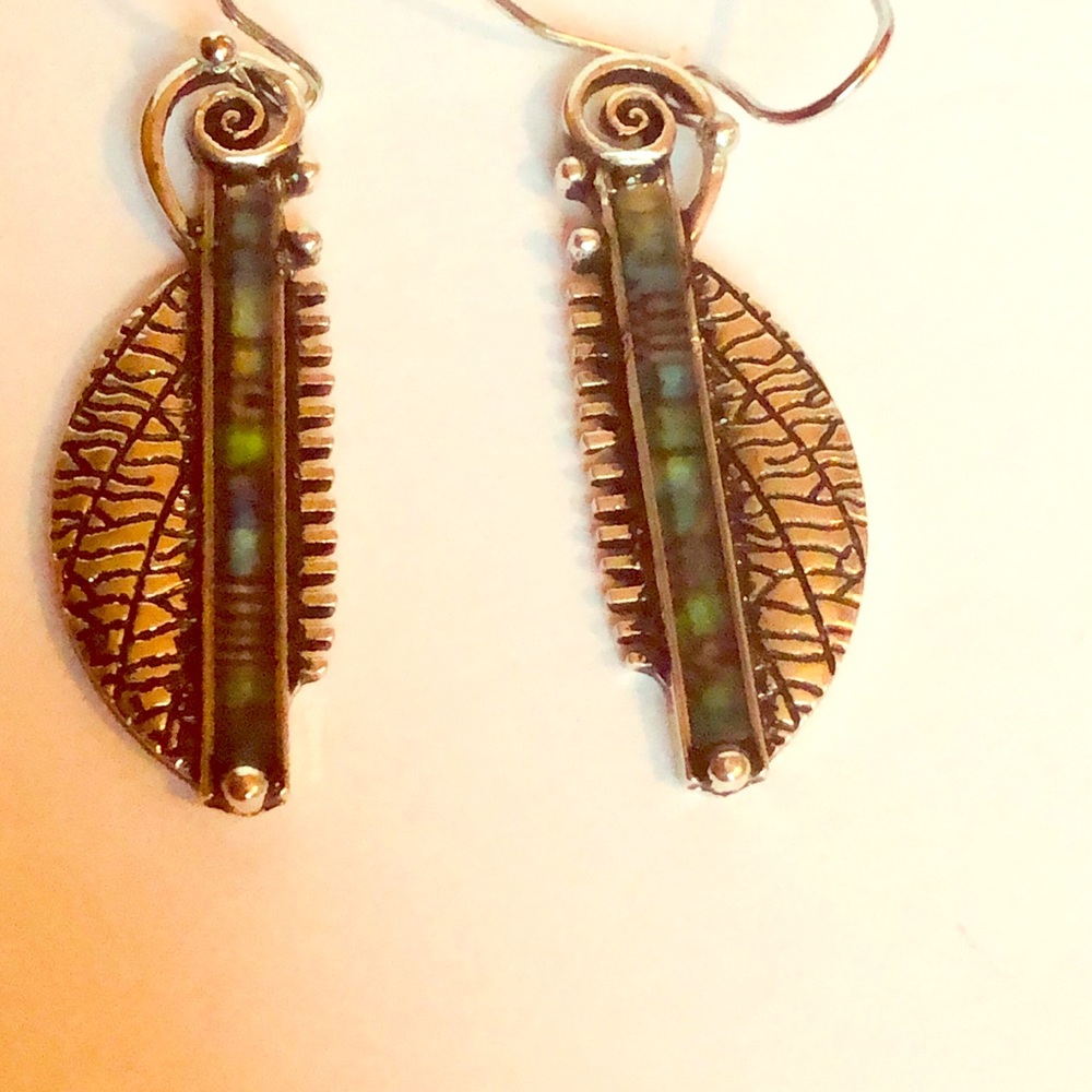 tribal earth tone sapphire, moonstone earrings
